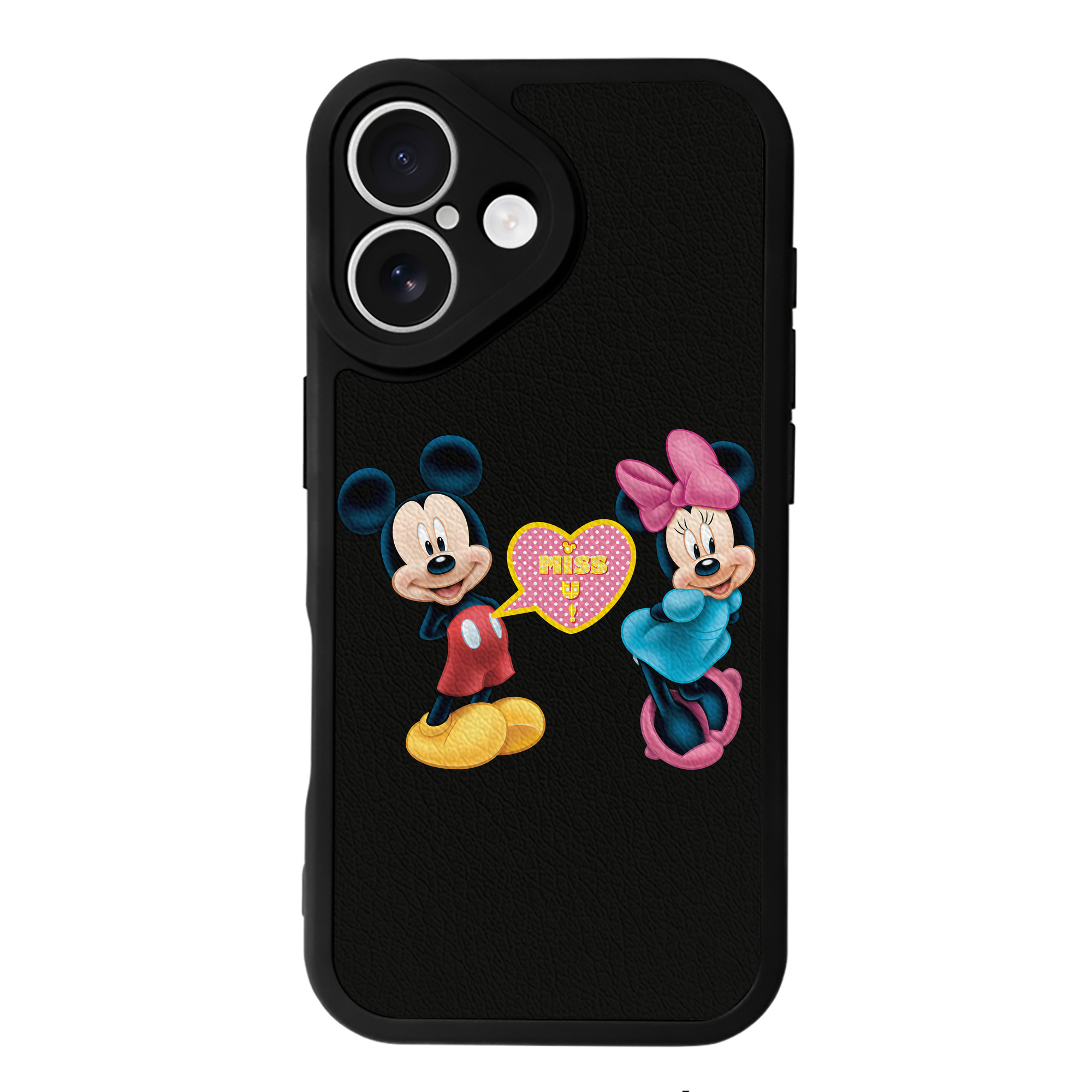 （画像用） ミッキーマウス Mickey Mouse 【iPhone 16シリーズ対応】シリコンスマホケース（レザー調） 材質：シリコン